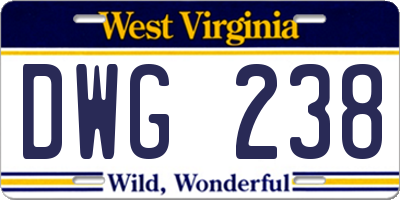 WV license plate DWG238