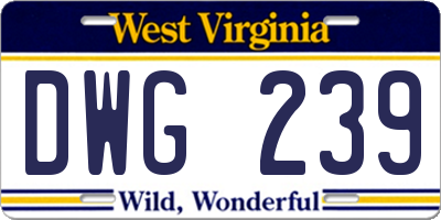 WV license plate DWG239