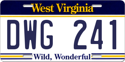WV license plate DWG241