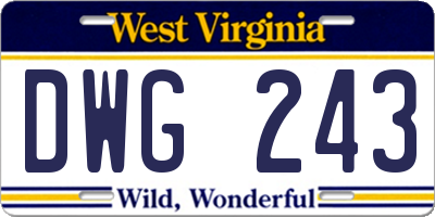 WV license plate DWG243