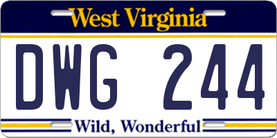 WV license plate DWG244