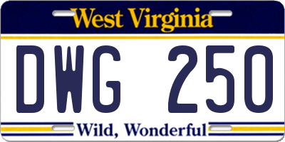 WV license plate DWG250