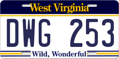 WV license plate DWG253