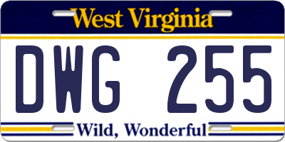 WV license plate DWG255