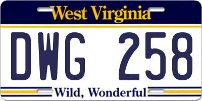 WV license plate DWG258