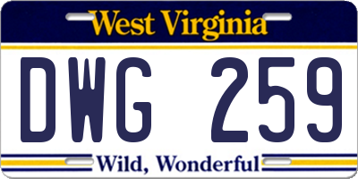 WV license plate DWG259
