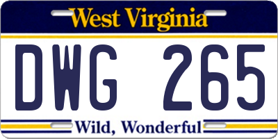 WV license plate DWG265