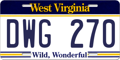 WV license plate DWG270