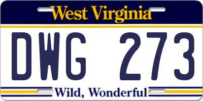 WV license plate DWG273