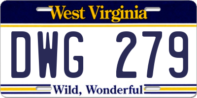 WV license plate DWG279