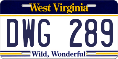 WV license plate DWG289
