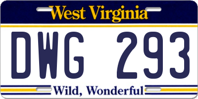 WV license plate DWG293