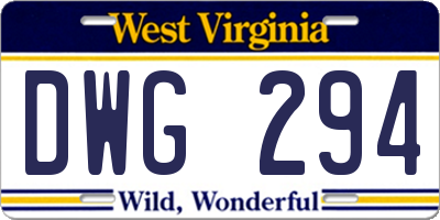 WV license plate DWG294