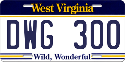 WV license plate DWG300