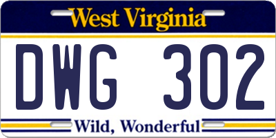 WV license plate DWG302