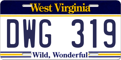 WV license plate DWG319