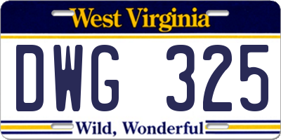 WV license plate DWG325