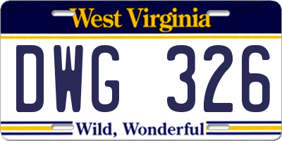 WV license plate DWG326