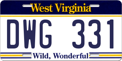WV license plate DWG331