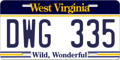 WV license plate DWG335