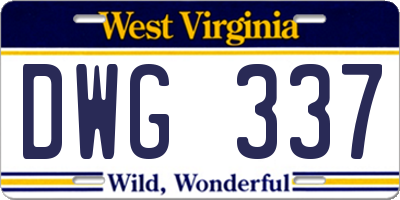 WV license plate DWG337