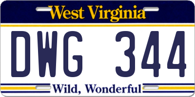 WV license plate DWG344