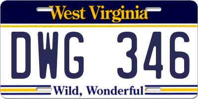 WV license plate DWG346