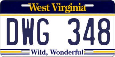 WV license plate DWG348