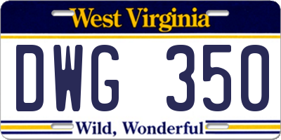 WV license plate DWG350