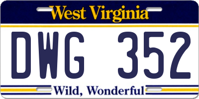 WV license plate DWG352