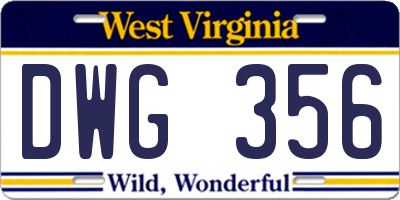 WV license plate DWG356