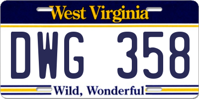 WV license plate DWG358