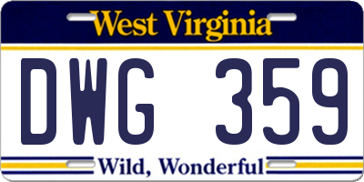 WV license plate DWG359