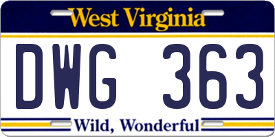 WV license plate DWG363
