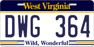 WV license plate DWG364