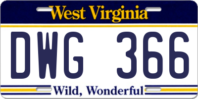 WV license plate DWG366