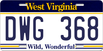 WV license plate DWG368