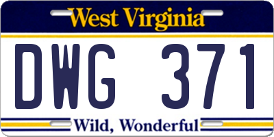 WV license plate DWG371