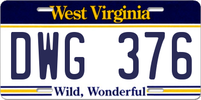 WV license plate DWG376