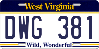 WV license plate DWG381