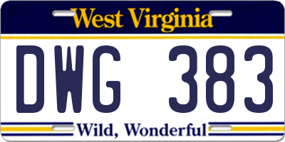 WV license plate DWG383