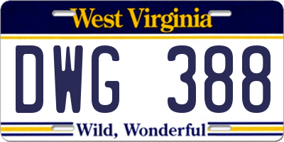 WV license plate DWG388