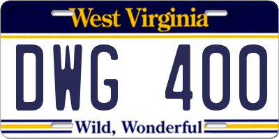 WV license plate DWG400