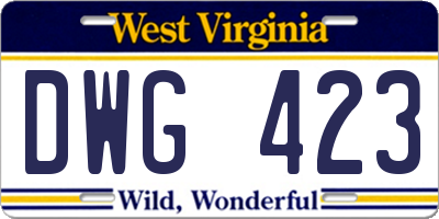 WV license plate DWG423