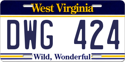 WV license plate DWG424