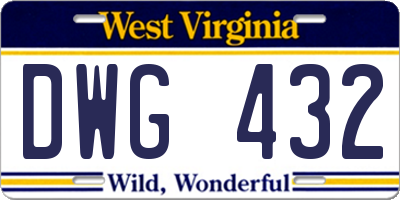 WV license plate DWG432