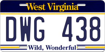 WV license plate DWG438