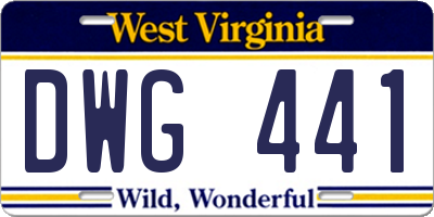 WV license plate DWG441