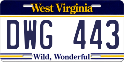WV license plate DWG443