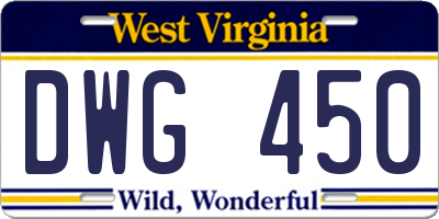 WV license plate DWG450
